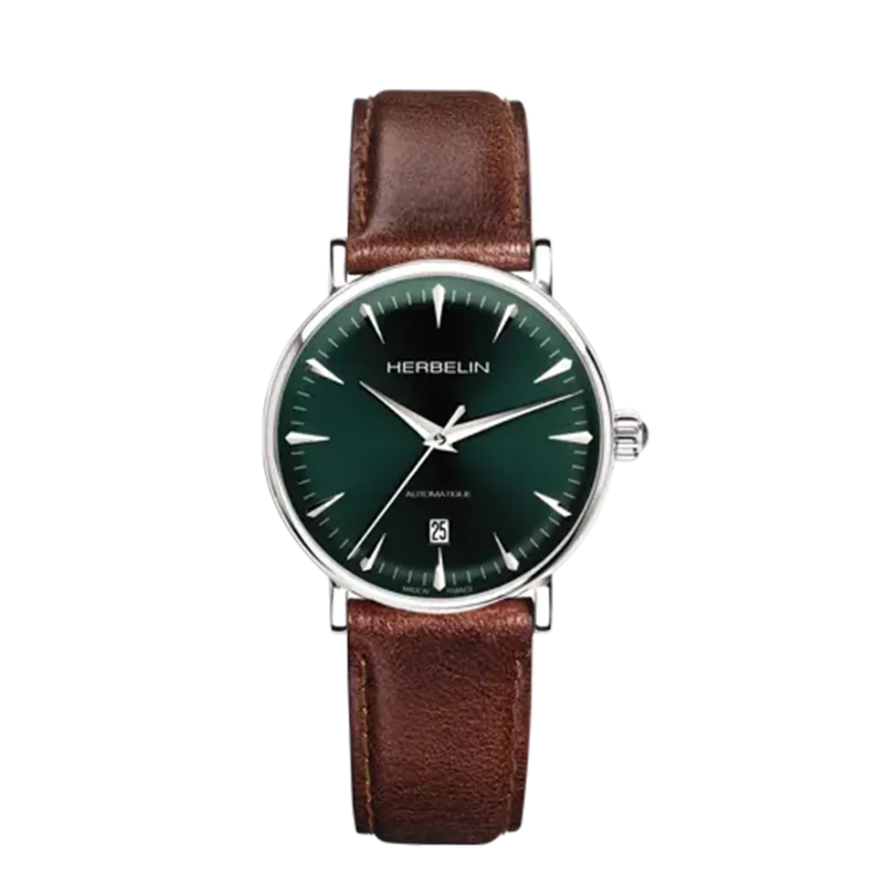 herbelin-inspiration-automatique-montre-homme-vert-acier-40mm image 1