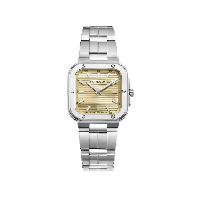 herbelin-cap-camarat-square-dame-montre-quartz-champagne-acier image 1