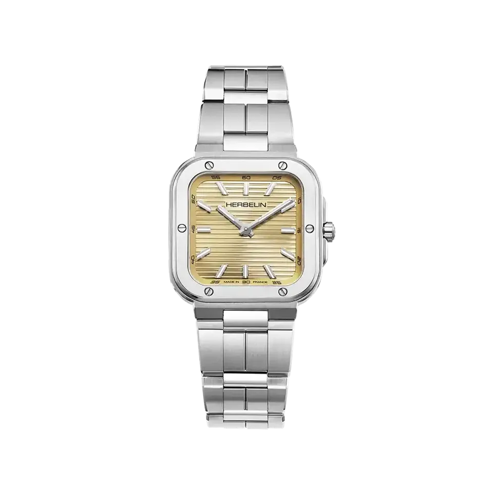 herbelin-cap-camarat-square-dame-montre-quartz-champagne-acier image 1