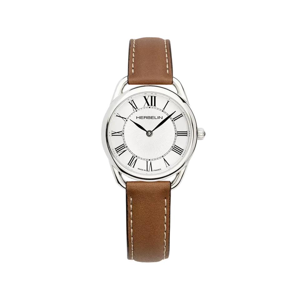 herbelin-quinoxe-quartz-femme-acier-cuir-camel image 1
