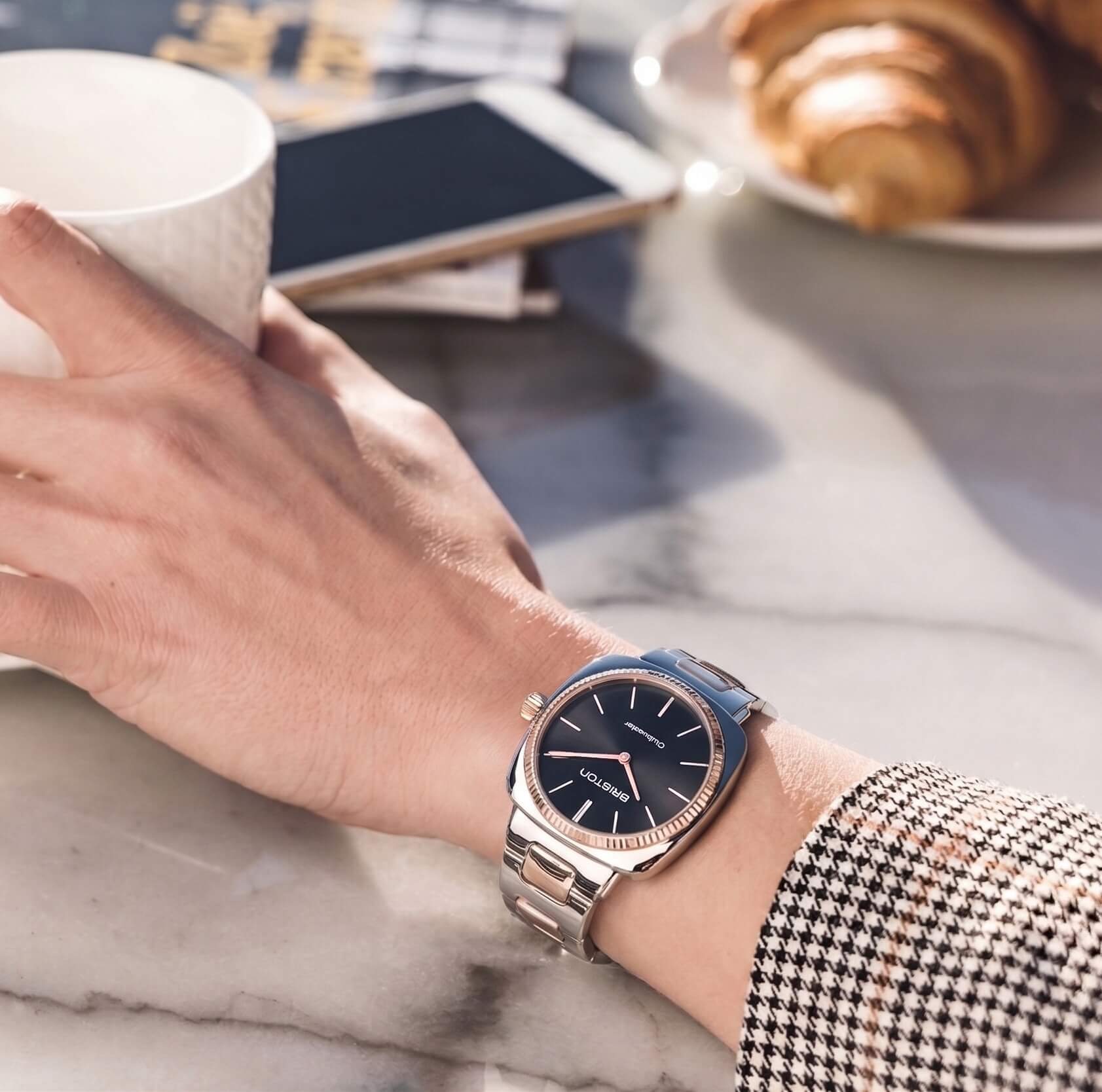 briston-clubmaster-elegant-acier-gold-noir-37-mm-montre-quartz-hm image 3