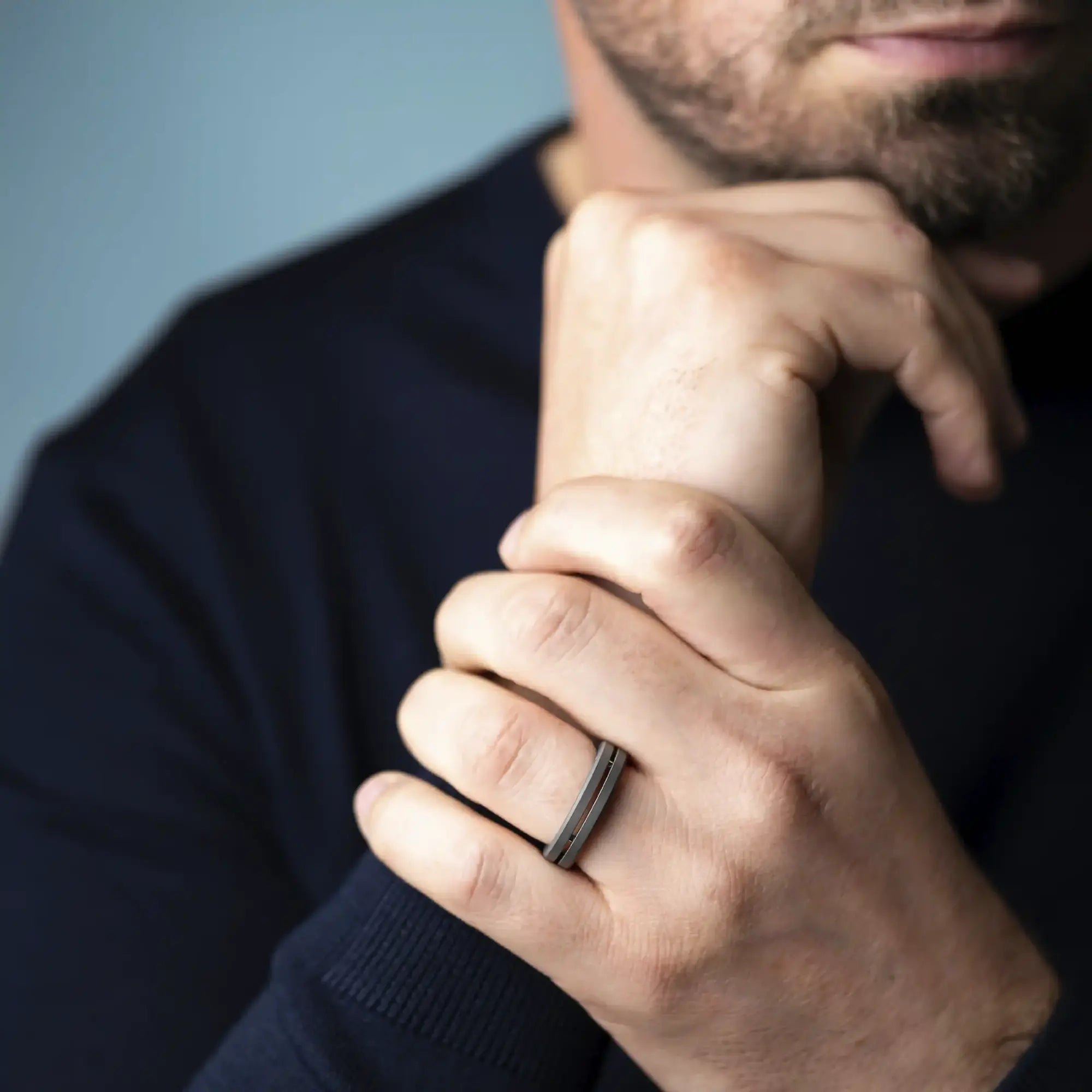 herbelin-bague-newport-duo-homme-titane-sabl-mat image 2