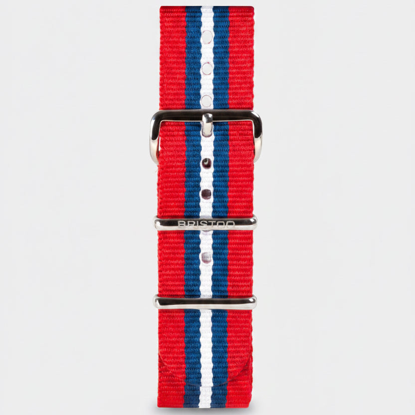 briston-clubmaster-classic-bracelet-type-nato-rouge-bleu-blanc-20-mm image 2