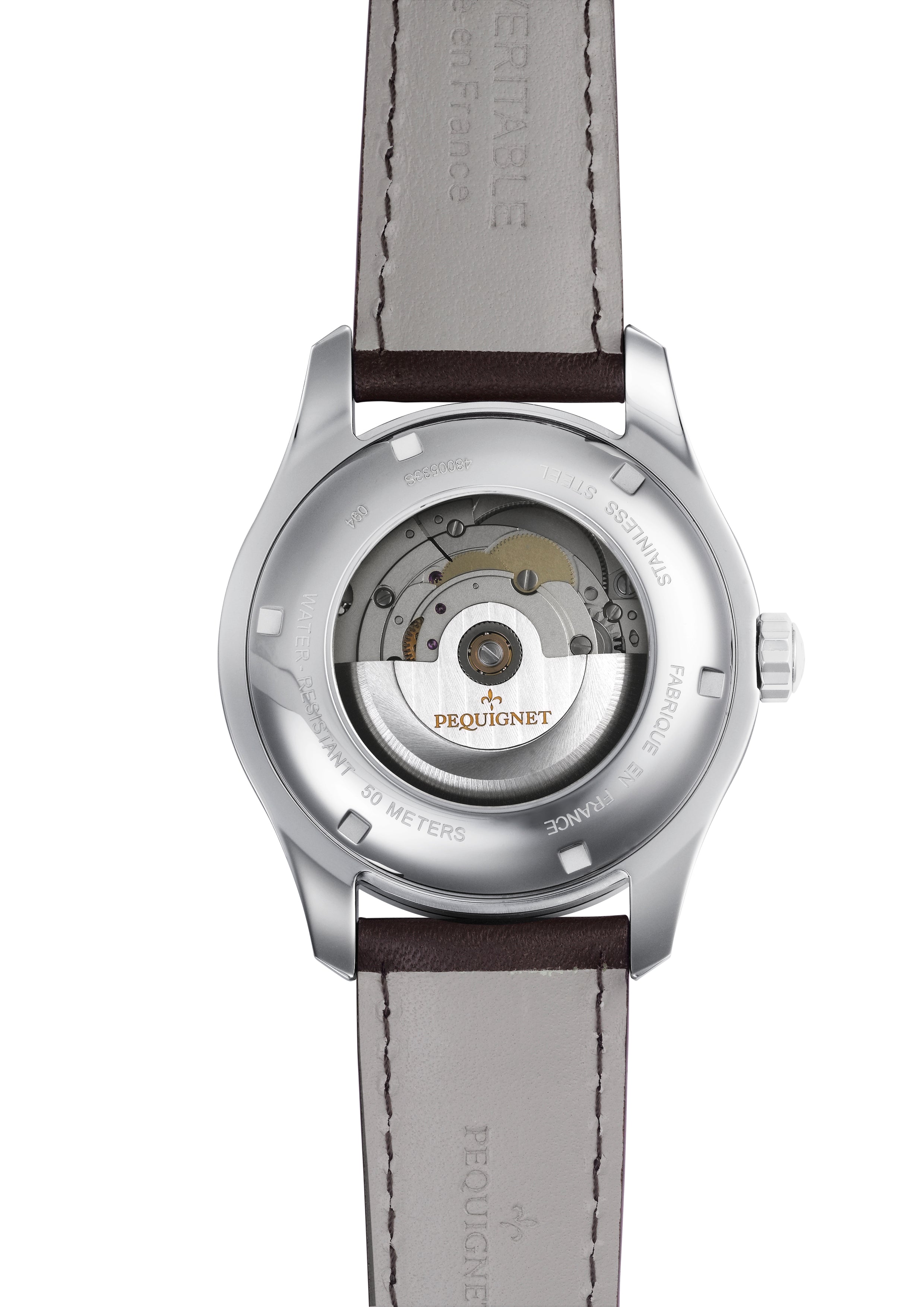 pequignet-l-gance-cadran-bleu-date-3-aiguilles-automatique-montre-homme-urbaine image 2