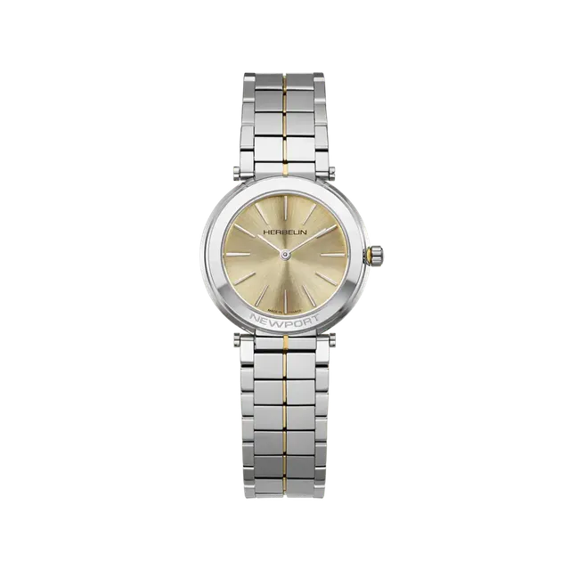 herbelin-newport-slim-quartz-montre-femme-champagne-acier image 1