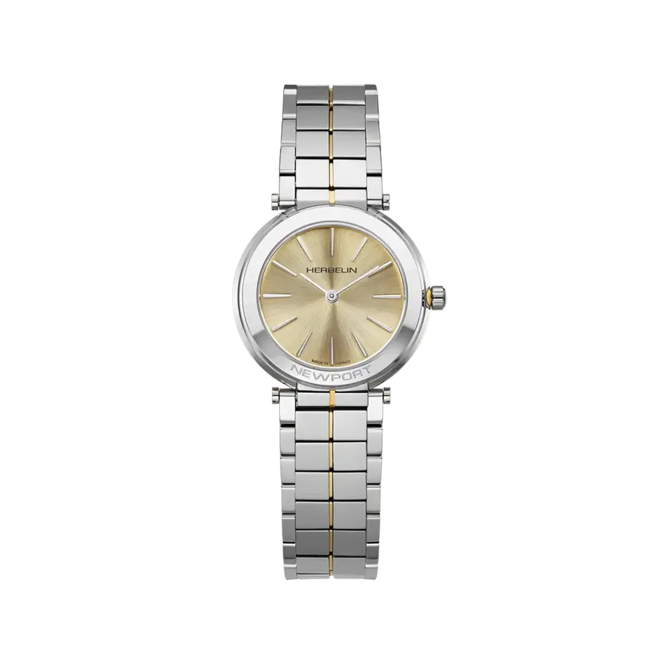 herbelin-newport-slim-quartz-montre-femme-champagne-acier image 1