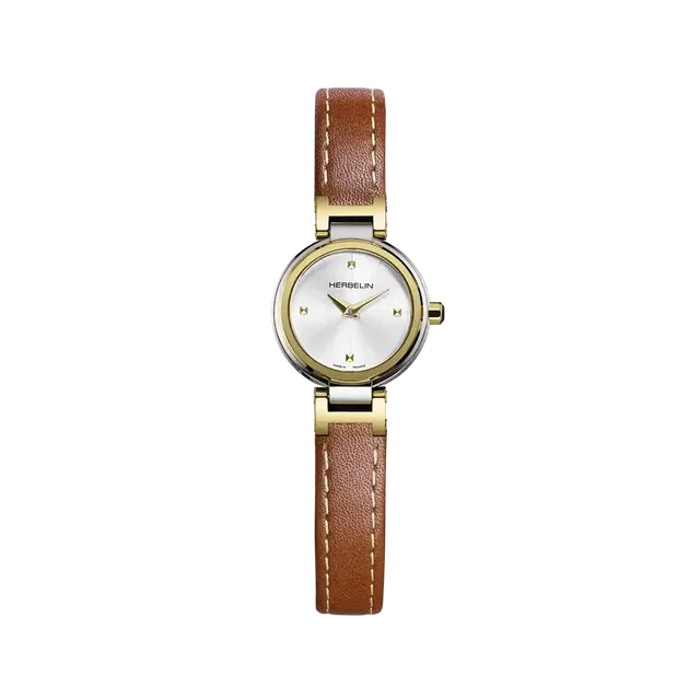 herbelin-lady-h-quartz-femme-acier-pvd-or-cuir-camel image 1