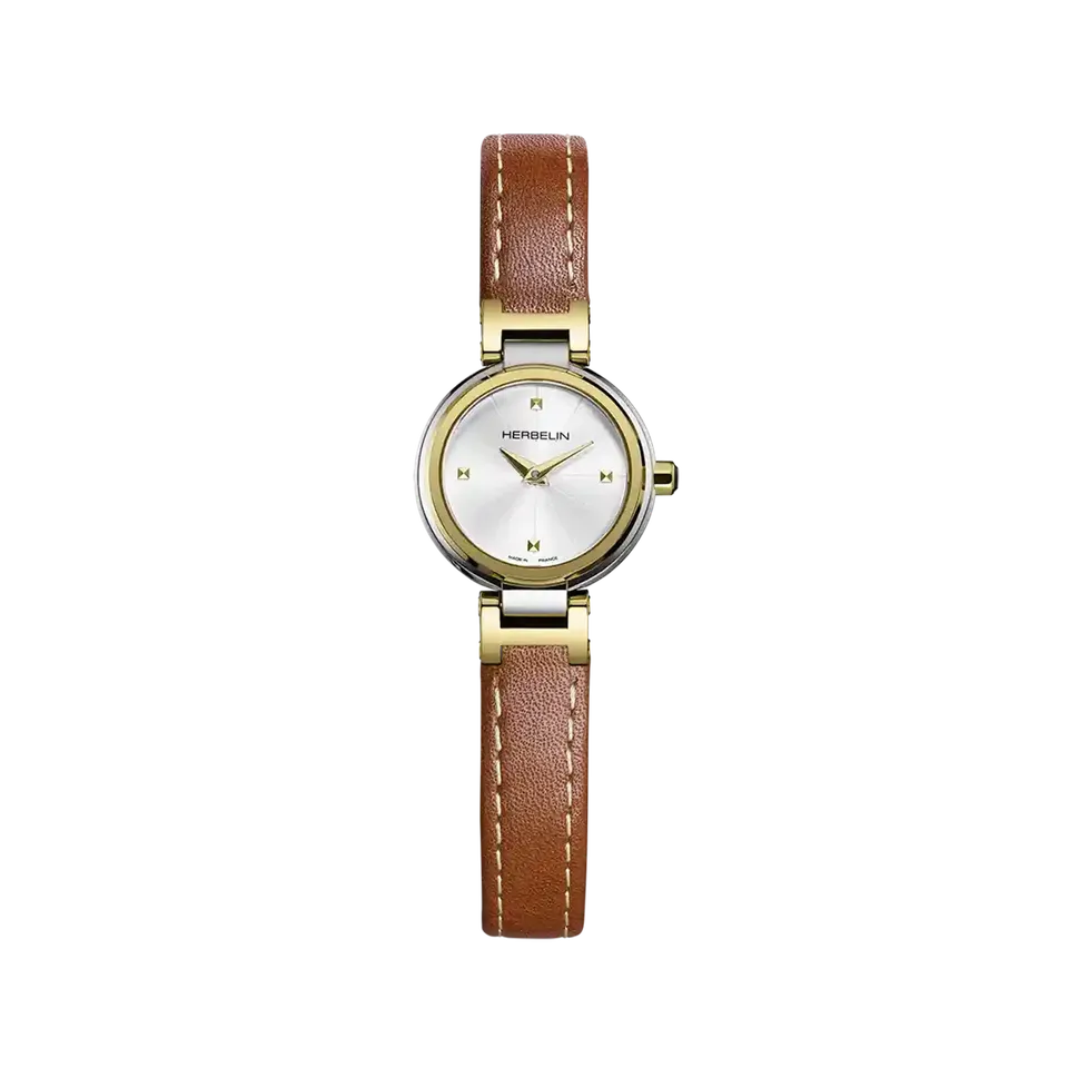 herbelin-lady-h-quartz-femme-acier-pvd-or-cuir-camel image 1