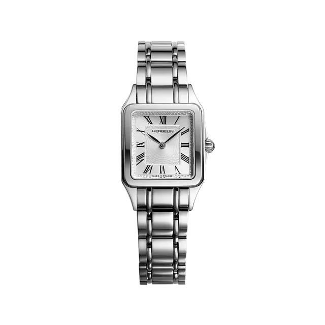 herbelin-luna-montre-femme-quartz-acier-argent-bross-guilloch image 1