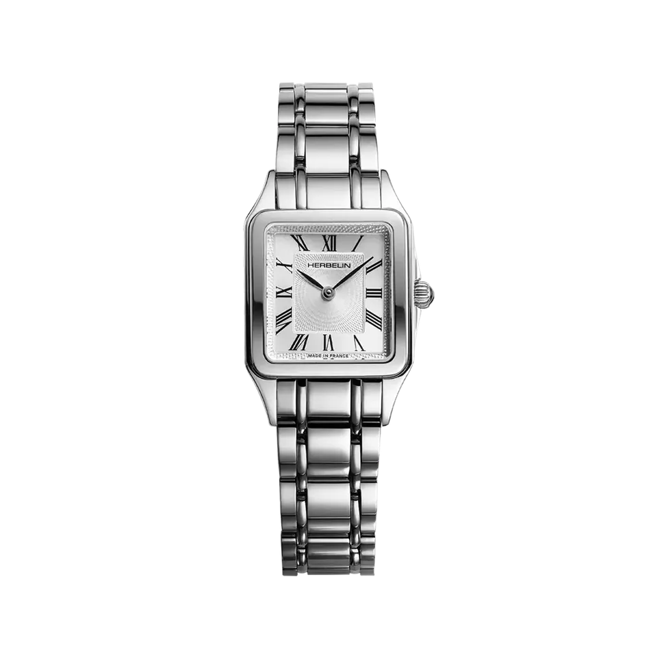 herbelin-luna-montre-femme-quartz-acier-argent-bross-guilloch image 1