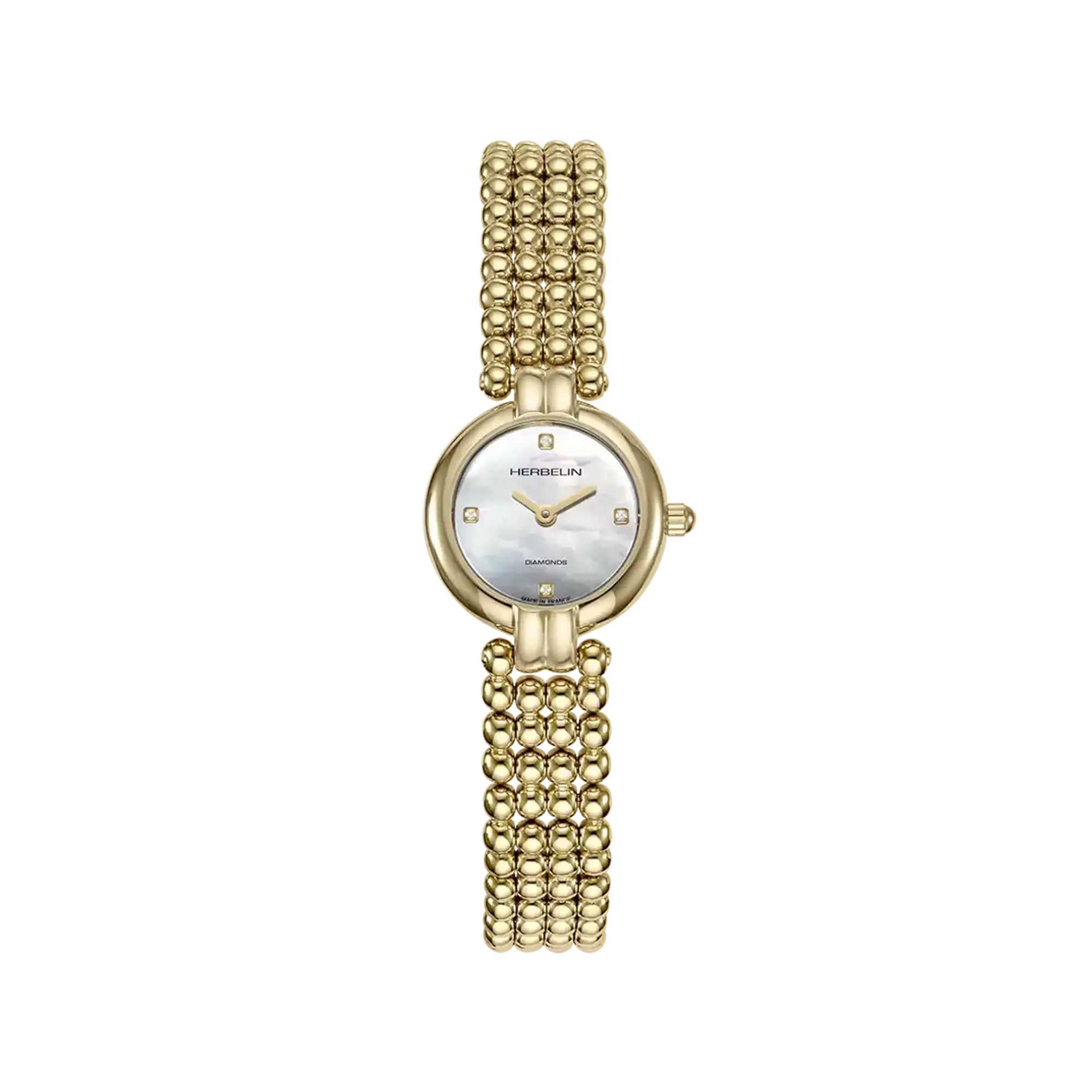herbelin-perles-quartz-pvd-or-jaune-diamants-21-mm-montre-femme image 1