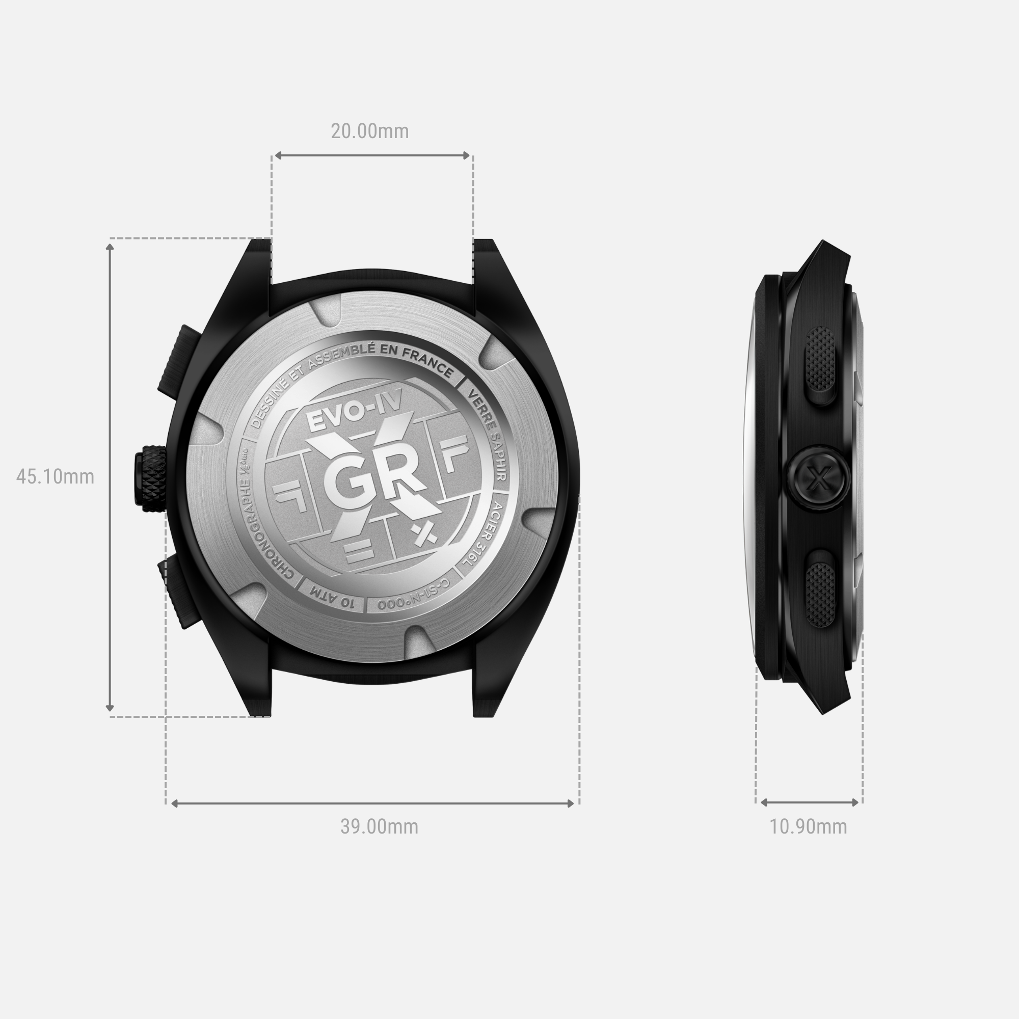 charlie-paris-grx-chronographe-evo-iv-montre-sport-homme-39mm-pvd-noir-cadran-bl image 3