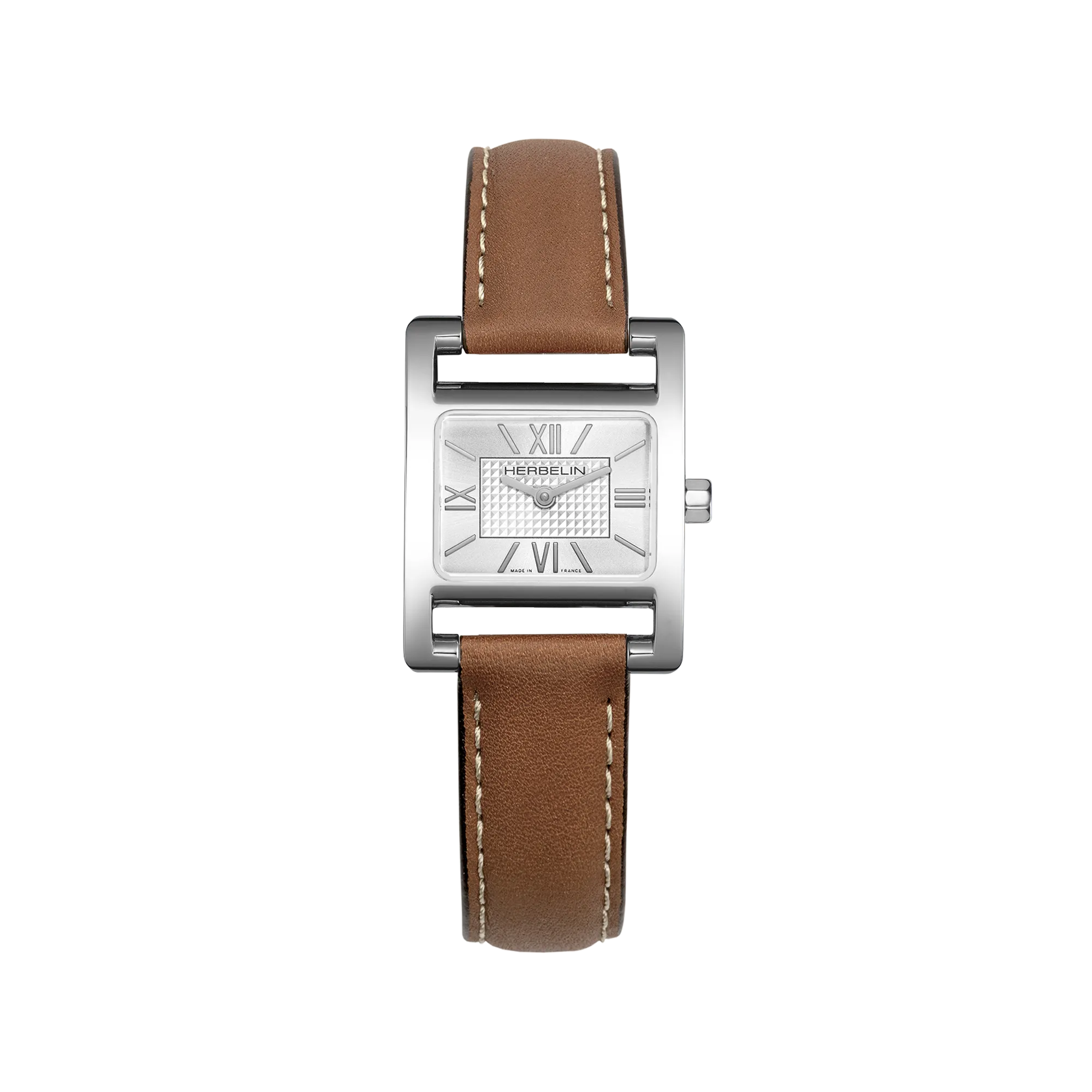 herbelin-ve-avenue-quartz-cuir-camel-index-montre-femme-rectangulaire image 1