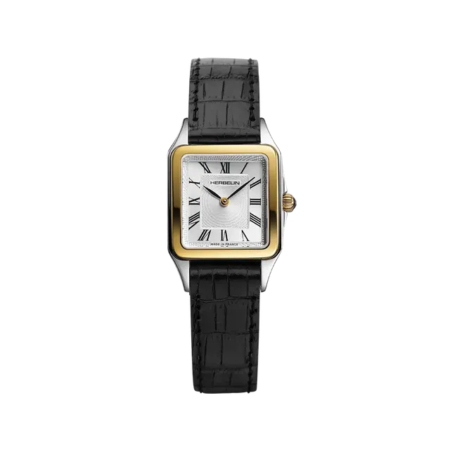 herbelin-luna-quartz-bicolore-cuir-noir-femme image 1