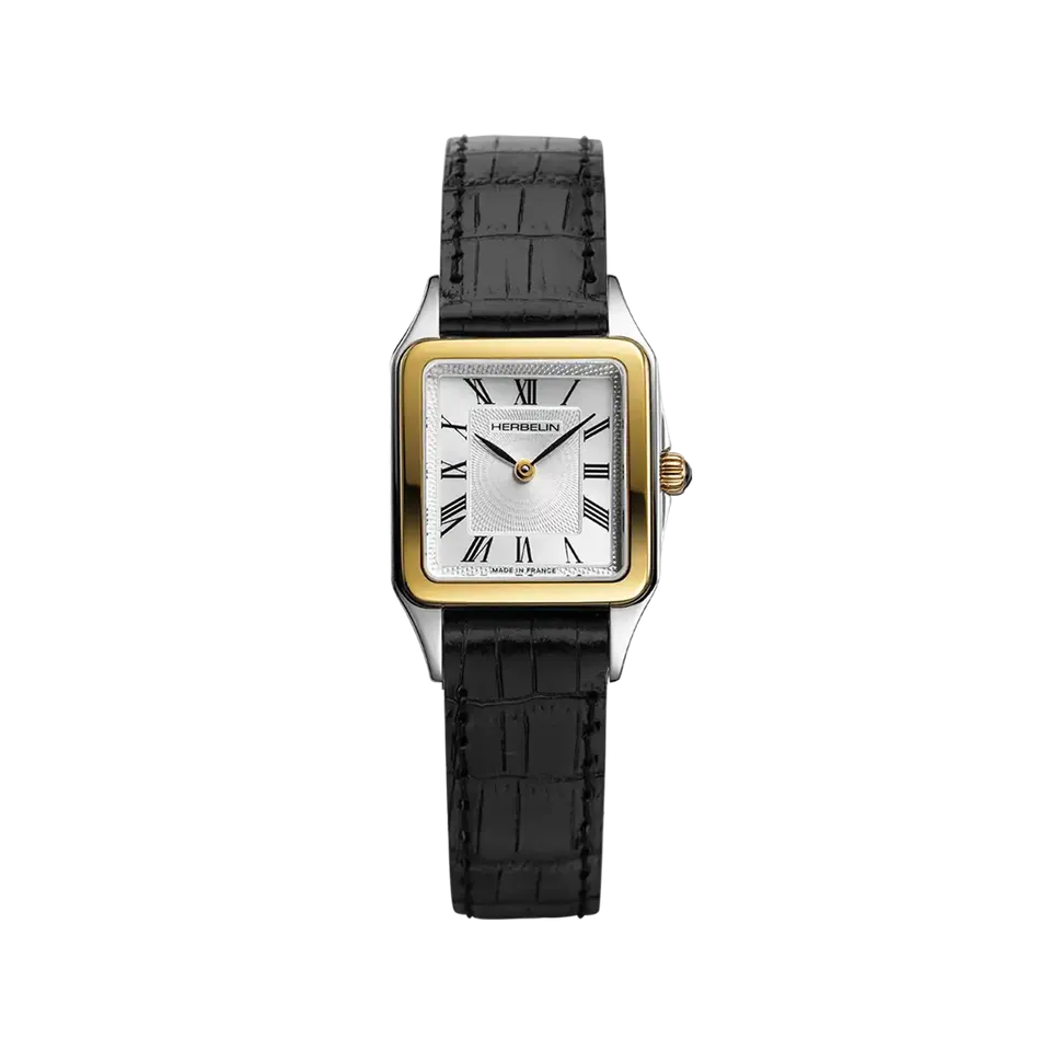 herbelin-luna-quartz-bicolore-cuir-noir-femme image 1