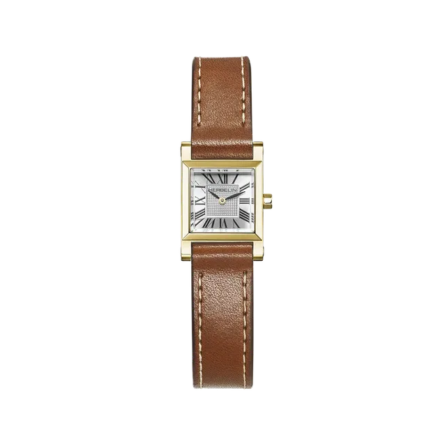 herbelin-antar-s-quartz-carr-pvd-or-jaune-cuir-camel-femme image 1