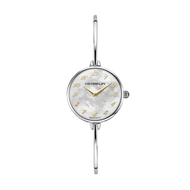 herbelin-fil-quartz-montre-femme-acier-nacre image 1