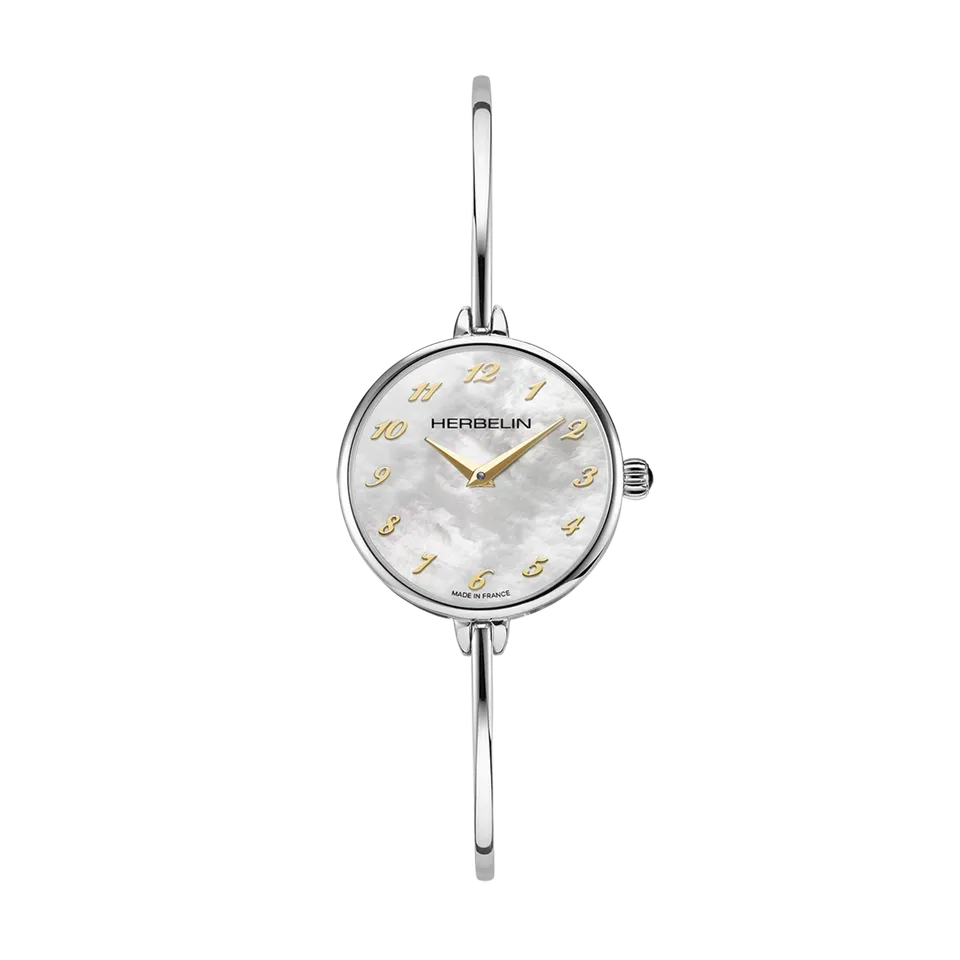 herbelin-fil-quartz-montre-femme-acier-nacre image 1
