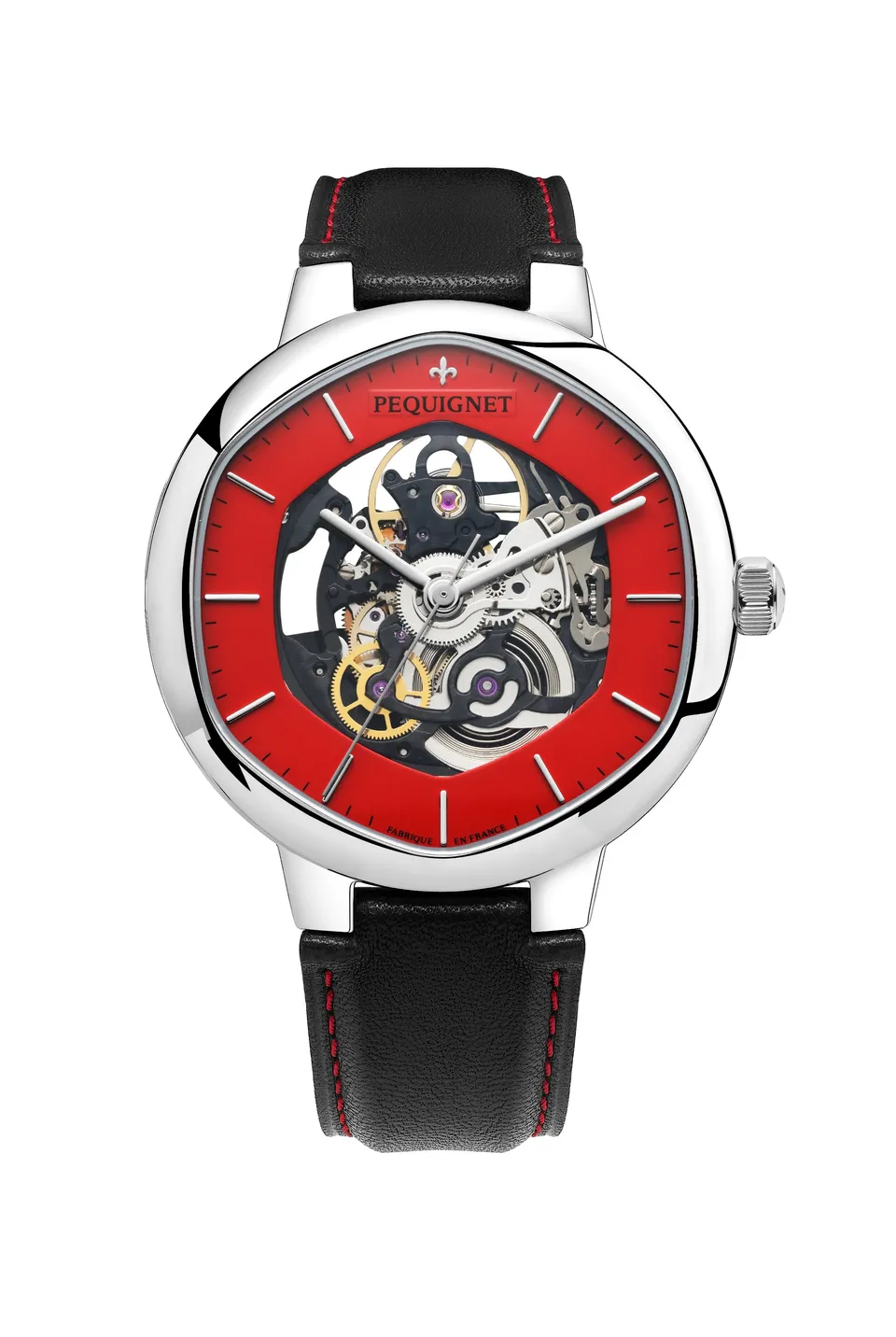 pequignet-exagone-squelette-rouge-montre-homme-automatique-bo-tier-hexagonal image 1