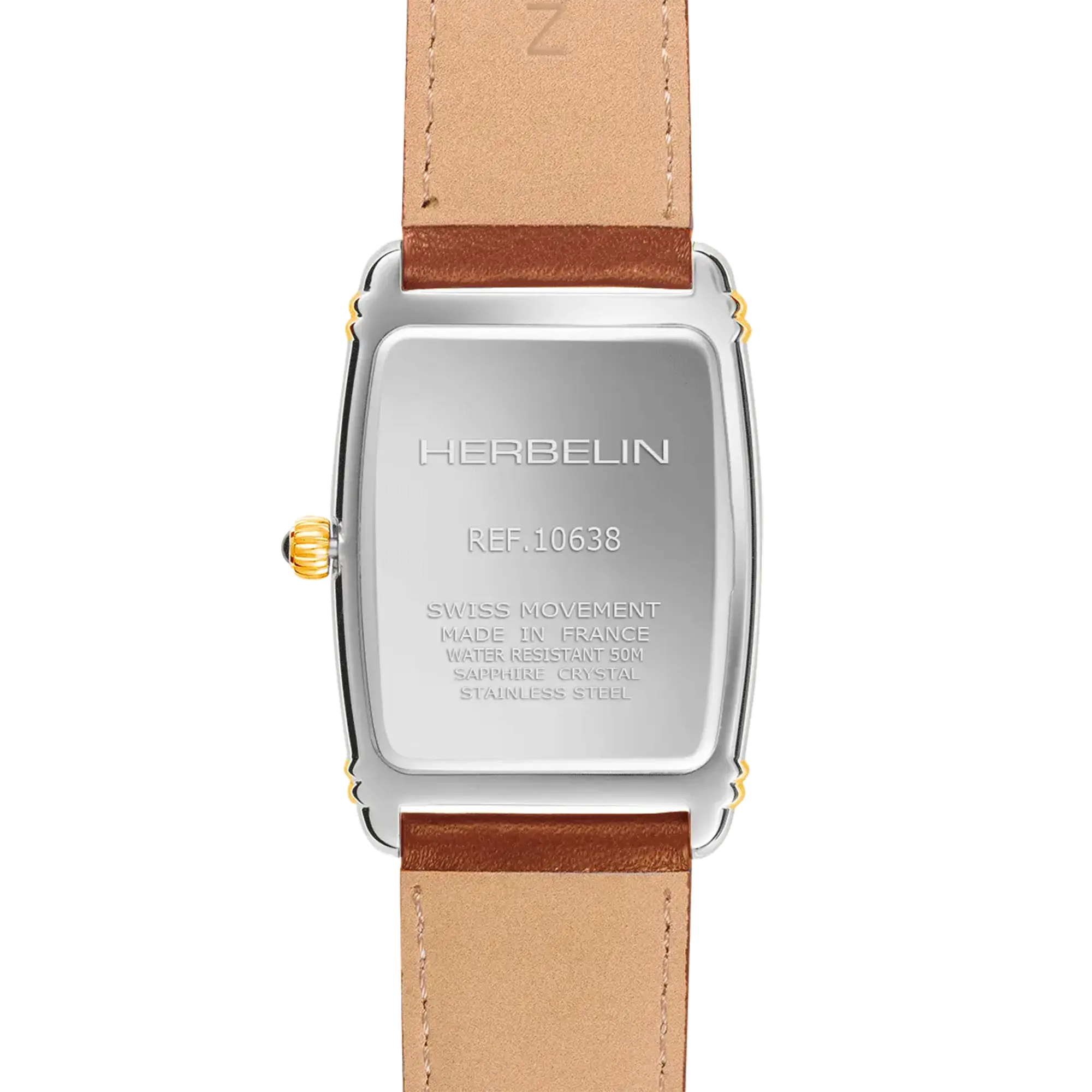 herbelin-art-d-co-petite-seconde-montre-homme-bicolore-cuir-gold image 4