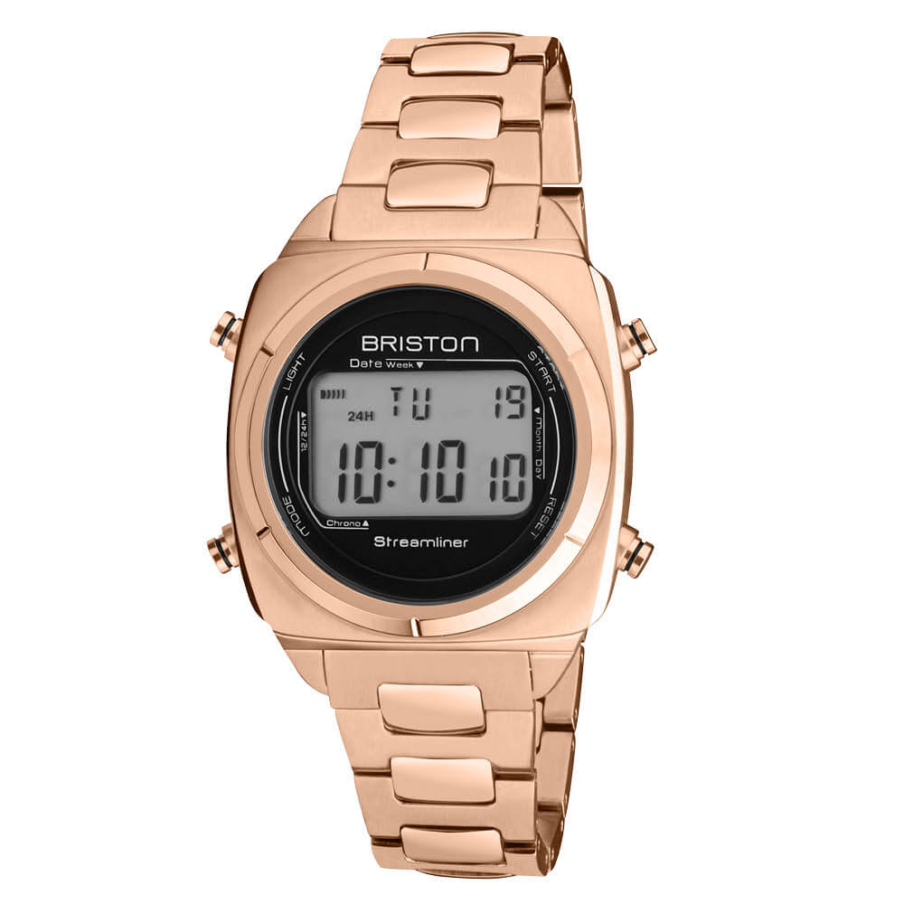 briston-streamliner-digital-37-mm-acier-gold-noir image 1