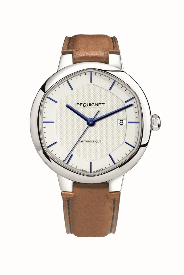 pequignet-exagone-montre-automatique-cadran-blanc-guilloch image 1