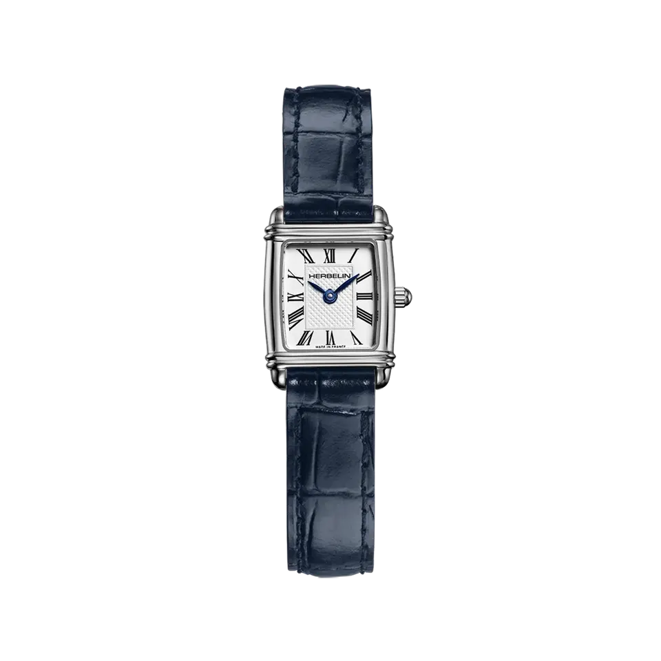 herbelin-art-d-co-tonneau-quartz-femme-acier-cadran-chiffres-romains-bracelet-cu image 1