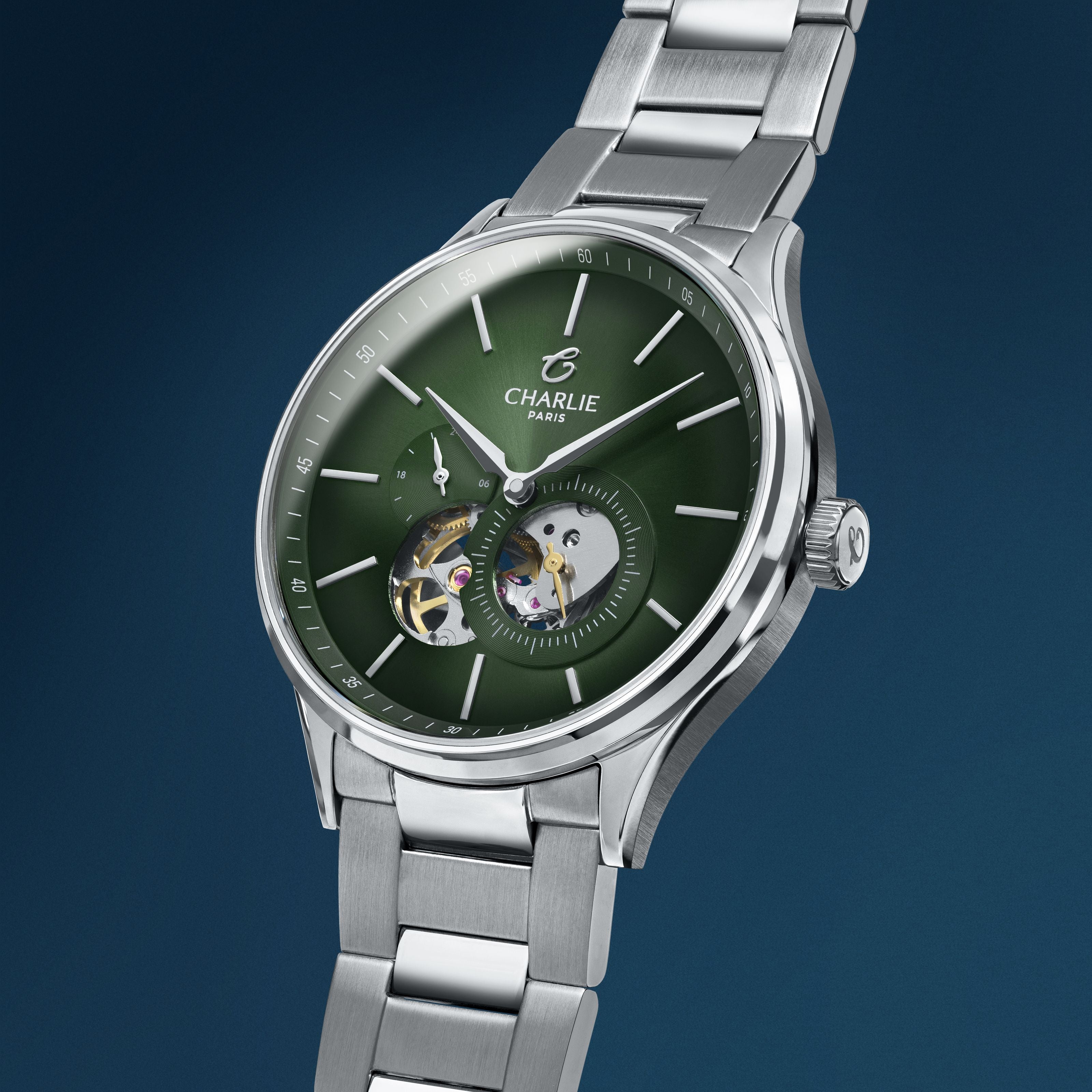 charlie-paris-initial-c-ur-ouvert-montre-automatique-homme-40mm-sauge image 3