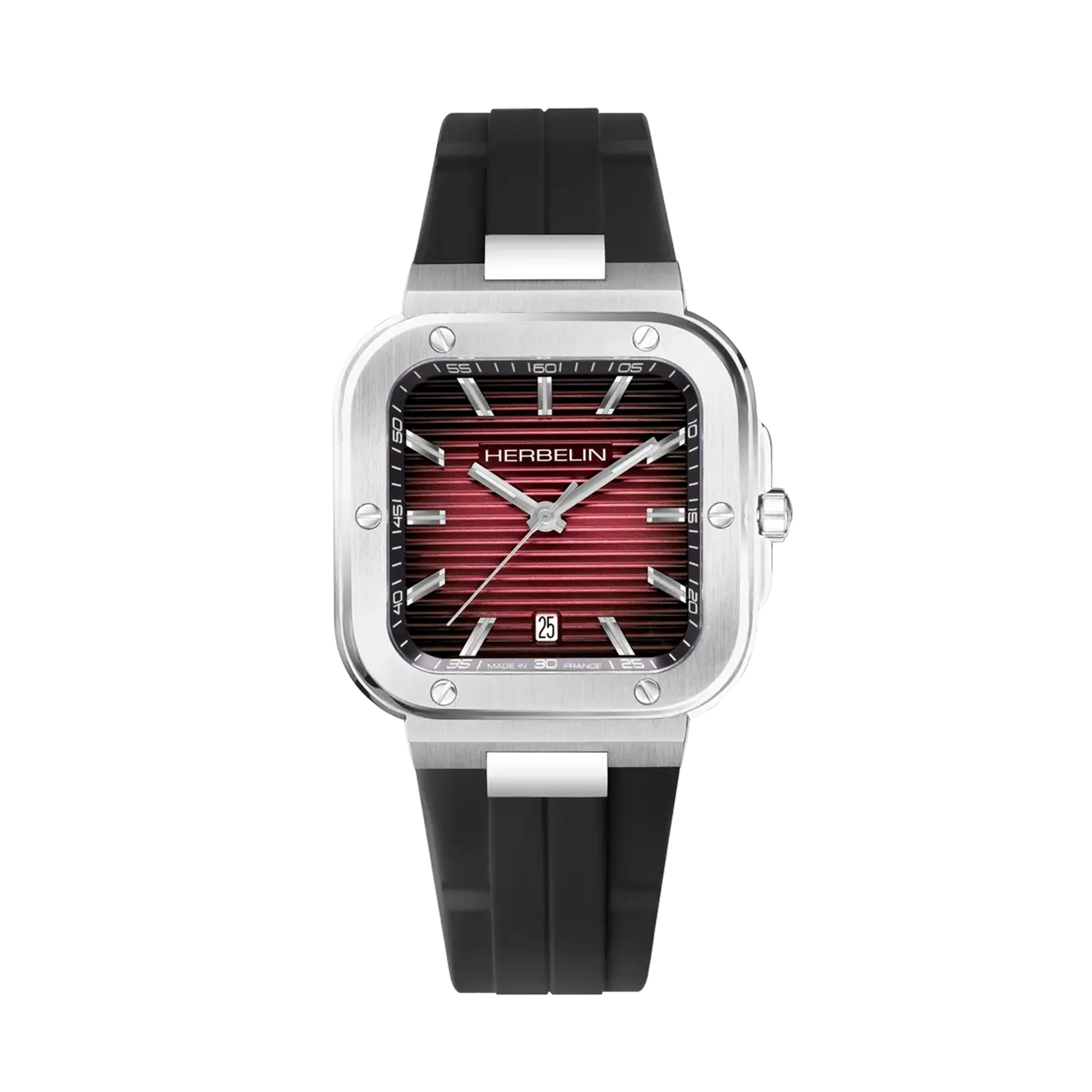 herbelin-cap-camarat-square-quartz-noir-rouge-homme image 1