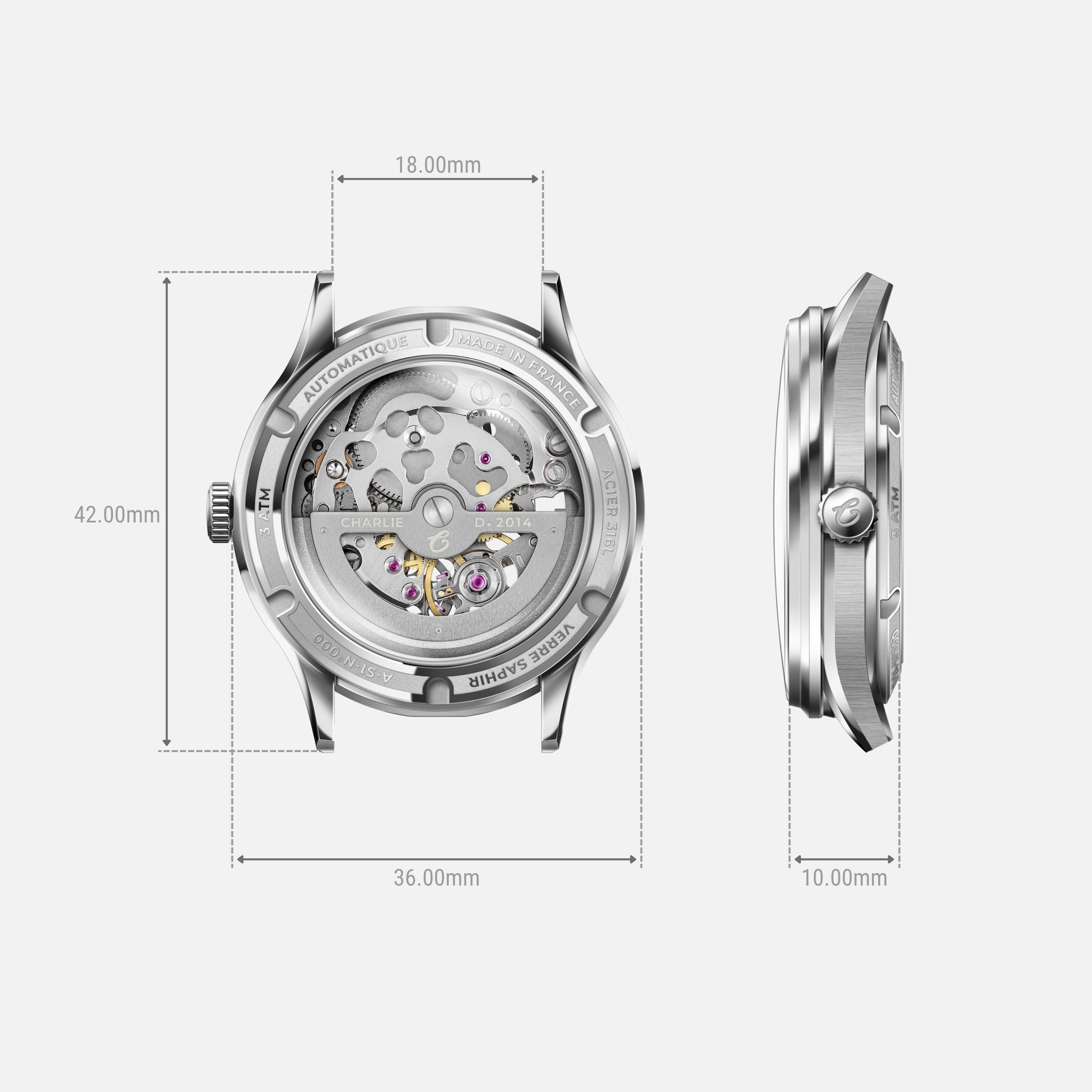 charlie-paris-initial-36-montre-automatique-femme-ajour-e-acier-36-mm image 5