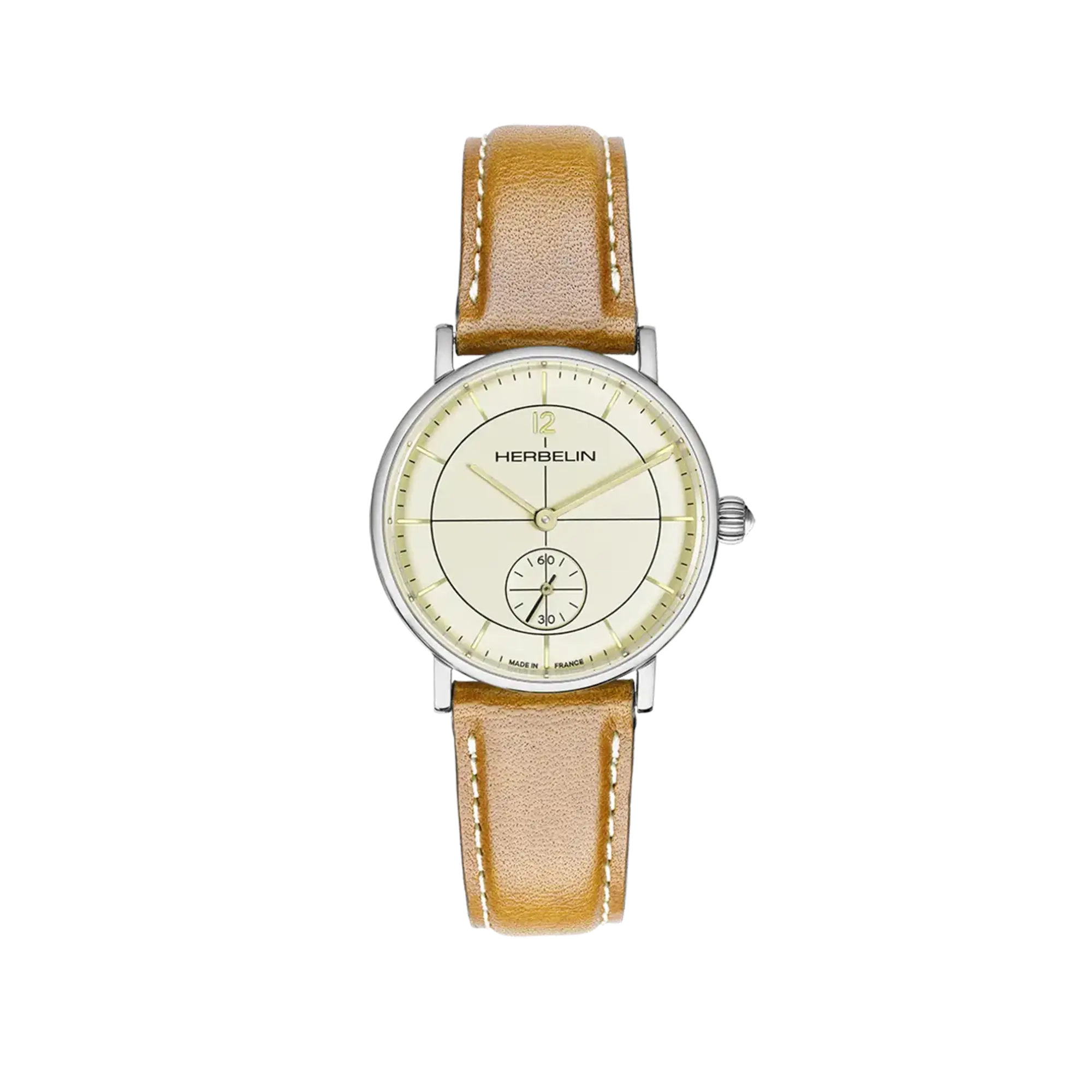 herbelin-inspiration-petite-seconde-montre-femme-acier-32-mm-cuir-camel image 1