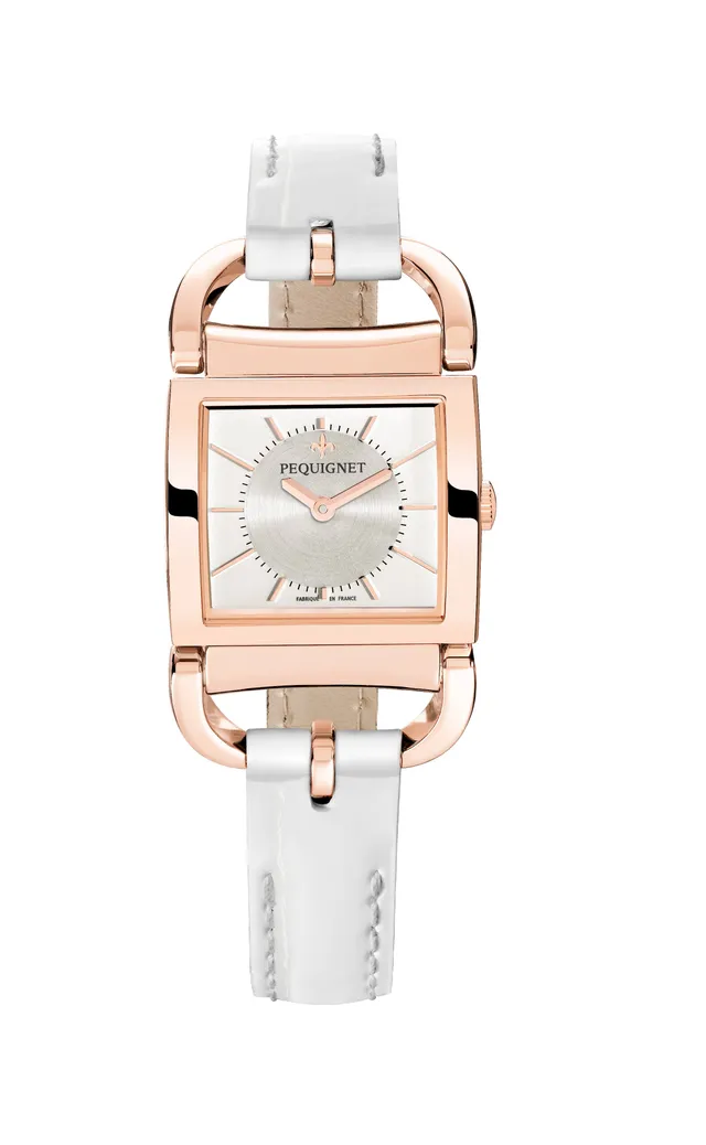 pequignet-equus-attelage-montre-femme-quartz-plaqu-or-rose-cadran-argent image 1
