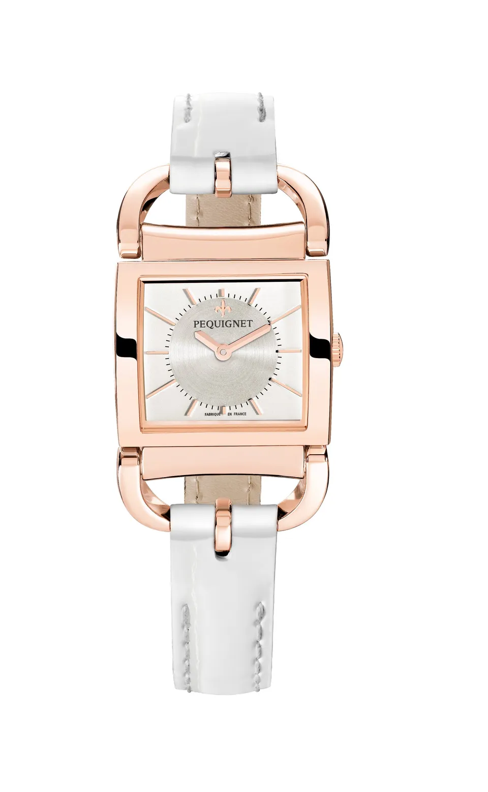 pequignet-equus-attelage-montre-femme-quartz-plaqu-or-rose-cadran-argent image 1
