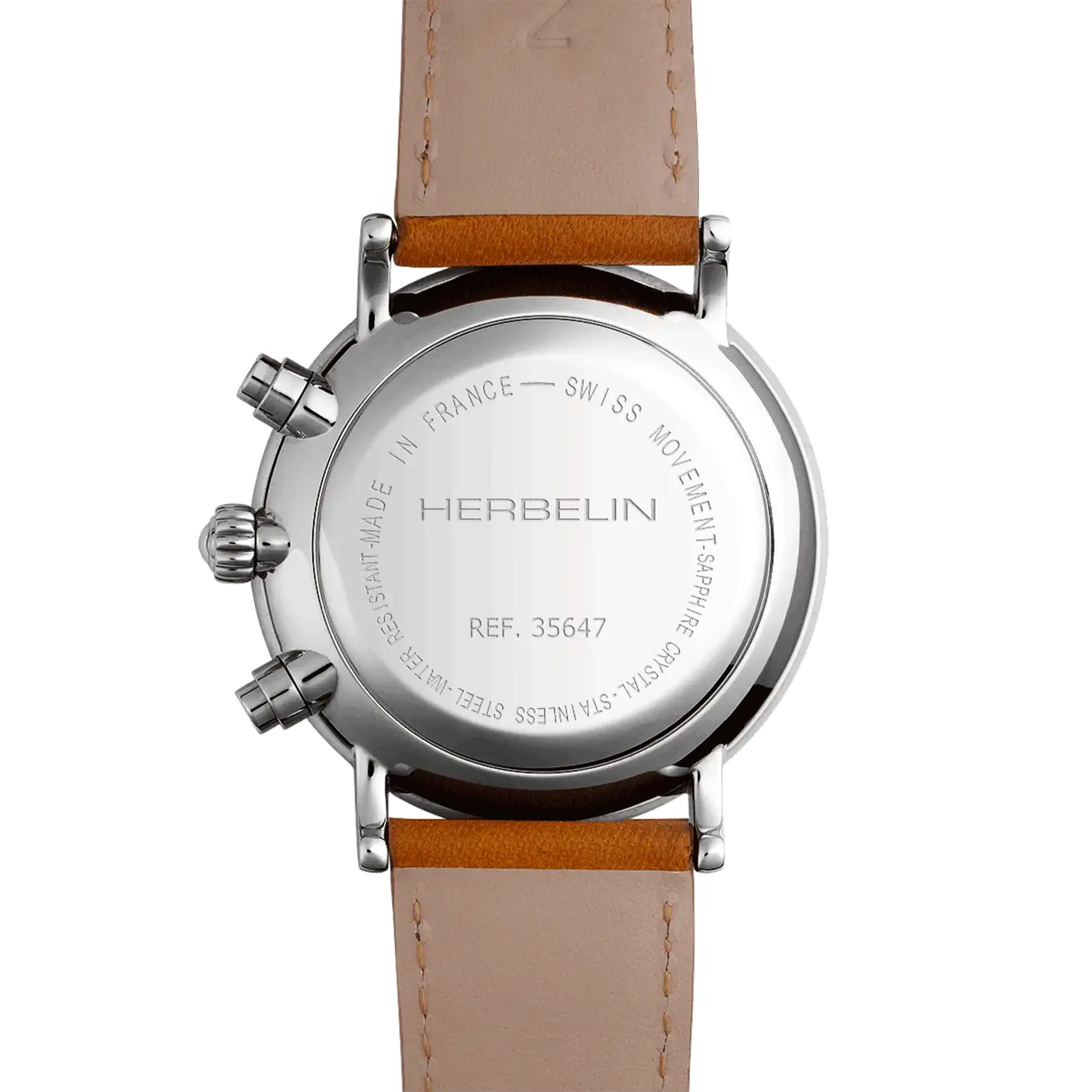 herbelin-inspiration-montre-chronographe-homme-acier-cuir-camel image 4