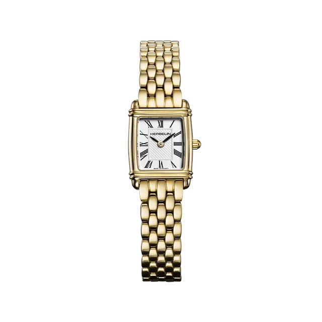 herbelin-art-d-co-quartz-femme-montre-tonneau-pvd-or-jaune-bracelet-acier image 1