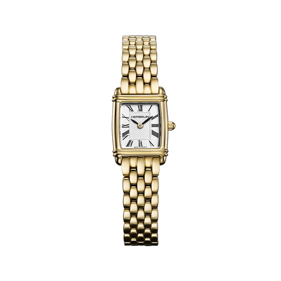 herbelin-art-d-co-quartz-femme-montre-tonneau-pvd-or-jaune-bracelet-acier image 1
