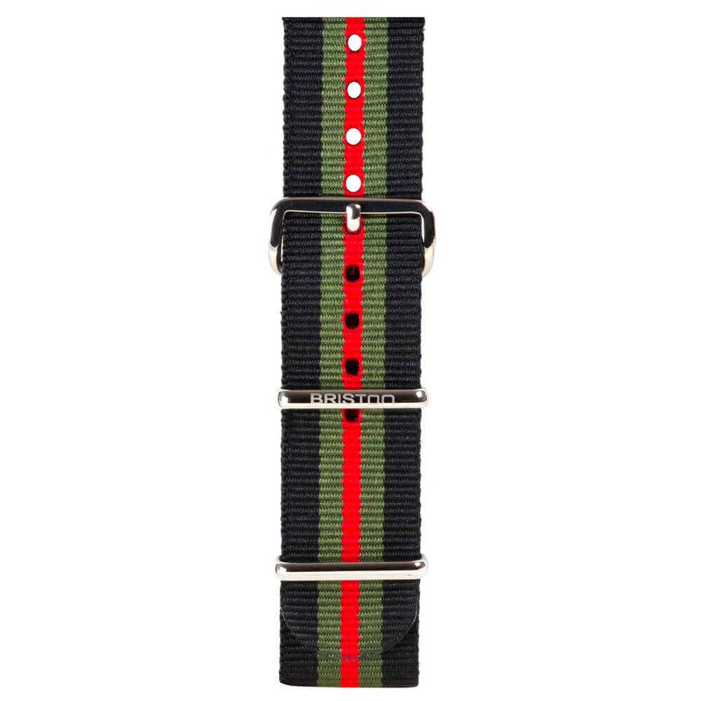 briston-clubmaster-classic-bracelet-nato-nylon-noir-vert-rouge-20-mm image 1