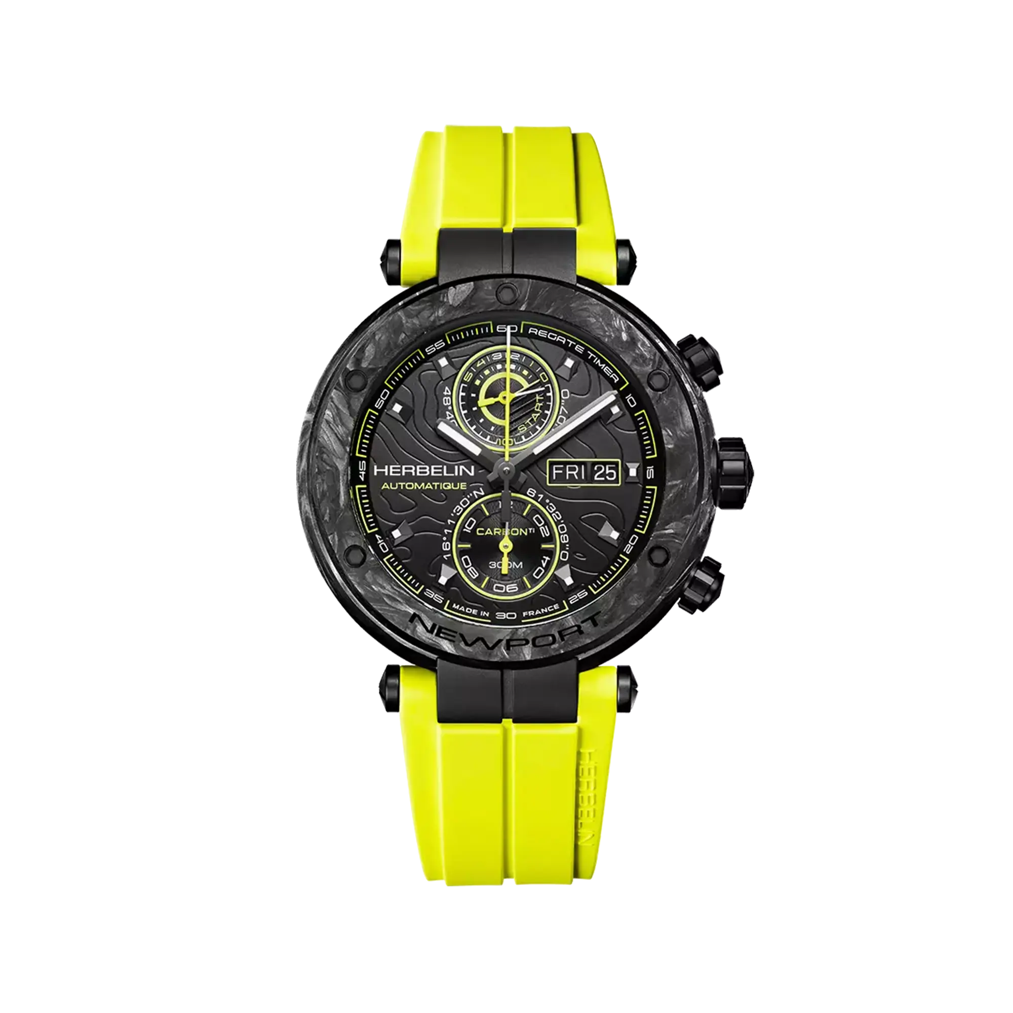 herbelin-newport-carbone-titane-chronographe-jaune-montre-automatique-plongeuse- image 1