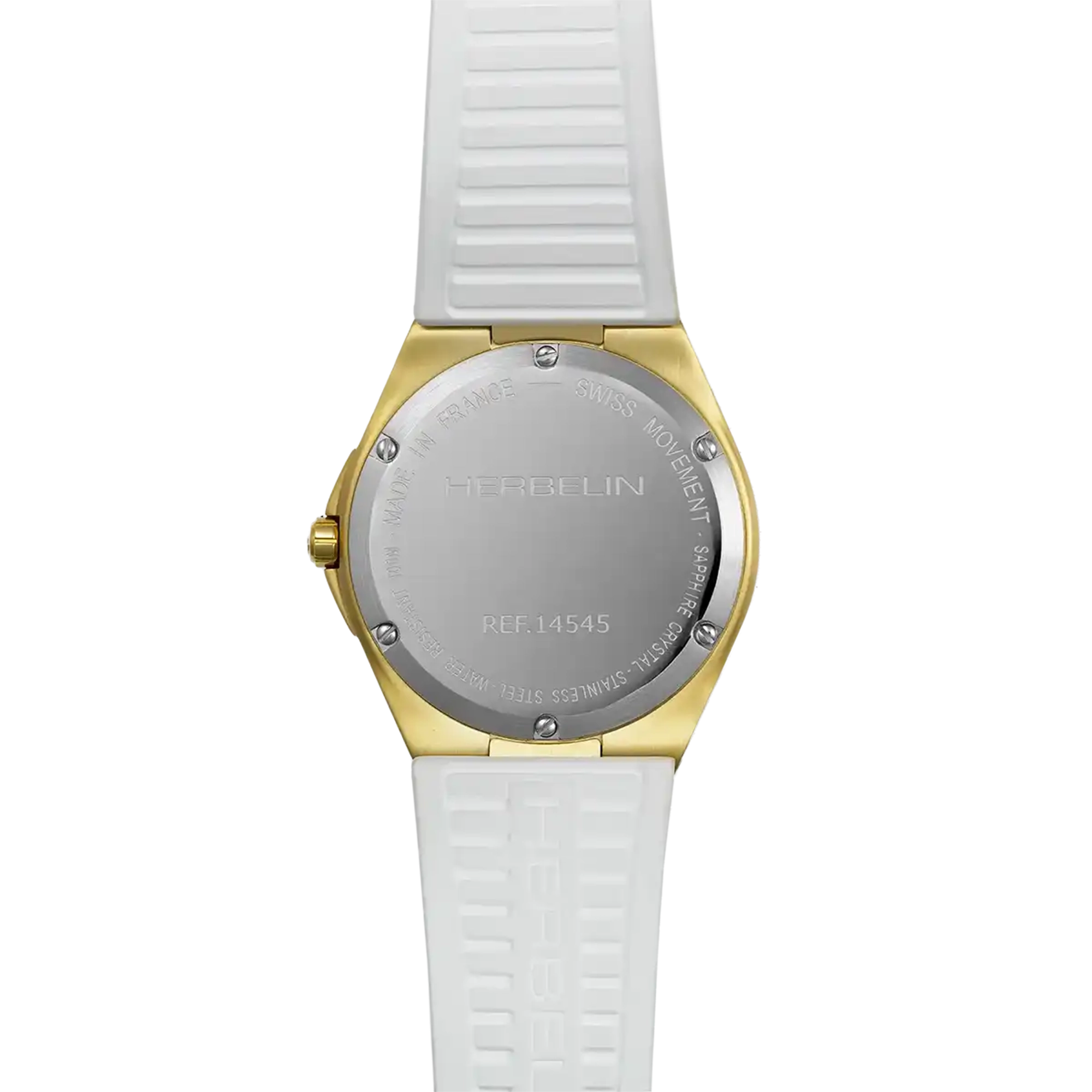 herbelin-cap-camarat-quartz-femme-pvd-or-jaune-cadran-blanc-bracelet-caoutchouc image 4