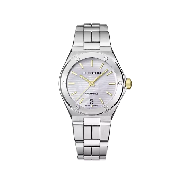 herbelin-cap-camarat-automatique-montre-femme-bicolore-nacre-fond-transparent image 1