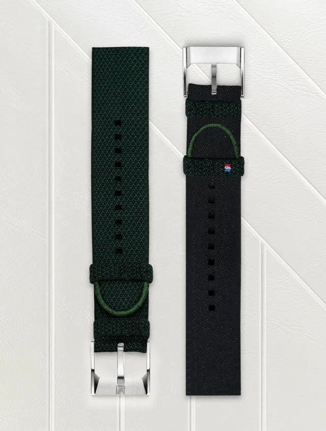 march-la-b-bracelet-tissage-jacquard-julien-faure-vert-sapin-20mm-22mm image 1