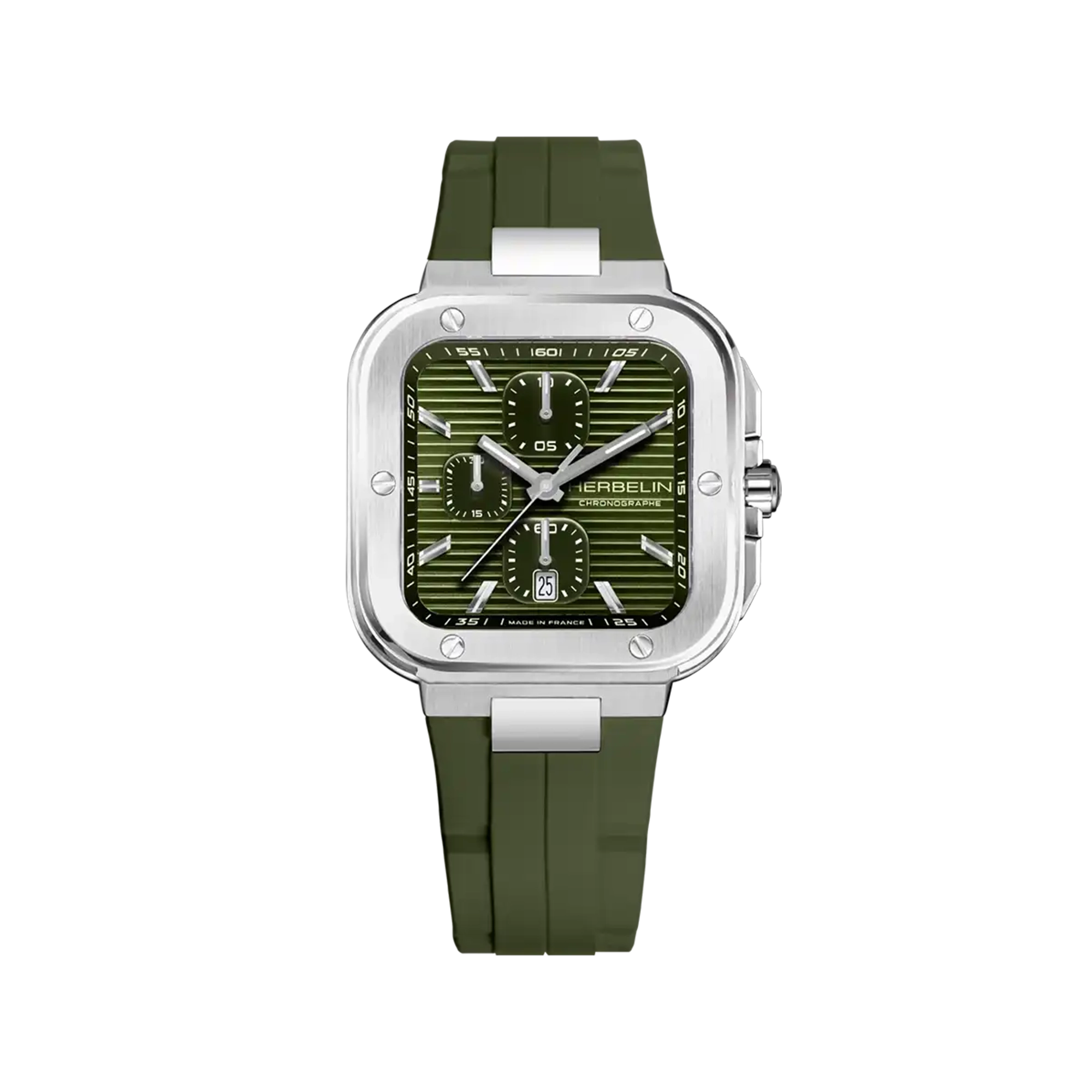 herbelin-cap-camarat-square-chronographe-quartz-kaki-fkm image 1