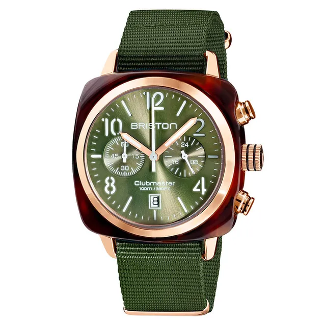 briston-clubmaster-classic-chrono-40-mm-rose-gold-vert-olive-montre-chronographe image 1