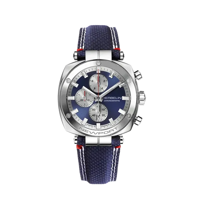 herbelin-newport-h-ritage-chronographe-homme-acier-textile-quartz image 1