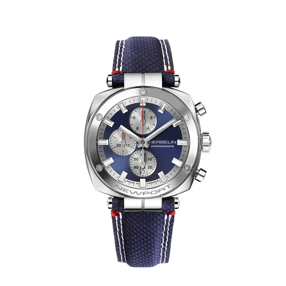 herbelin-newport-h-ritage-chronographe-homme-acier-textile-quartz image 1