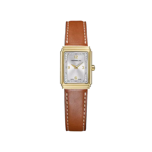 herbelin-art-d-co-1925-s-pvd-or-jaune-cuir-camel-femme image 1