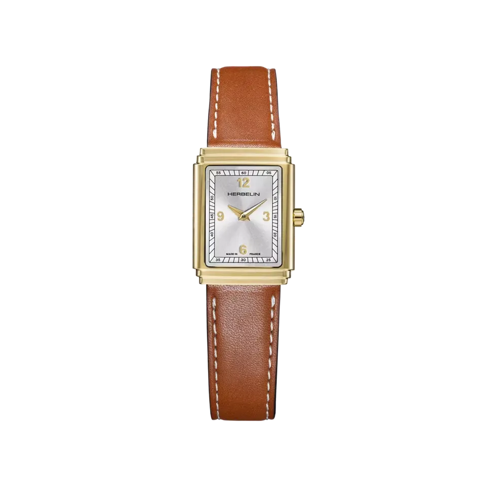 herbelin-art-d-co-1925-s-pvd-or-jaune-cuir-camel-femme image 1