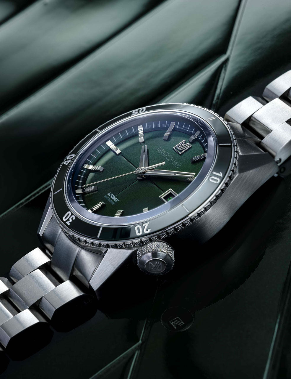 march-la-b-bonzer-automatique-double-green-41-mm-plongeuse image 4