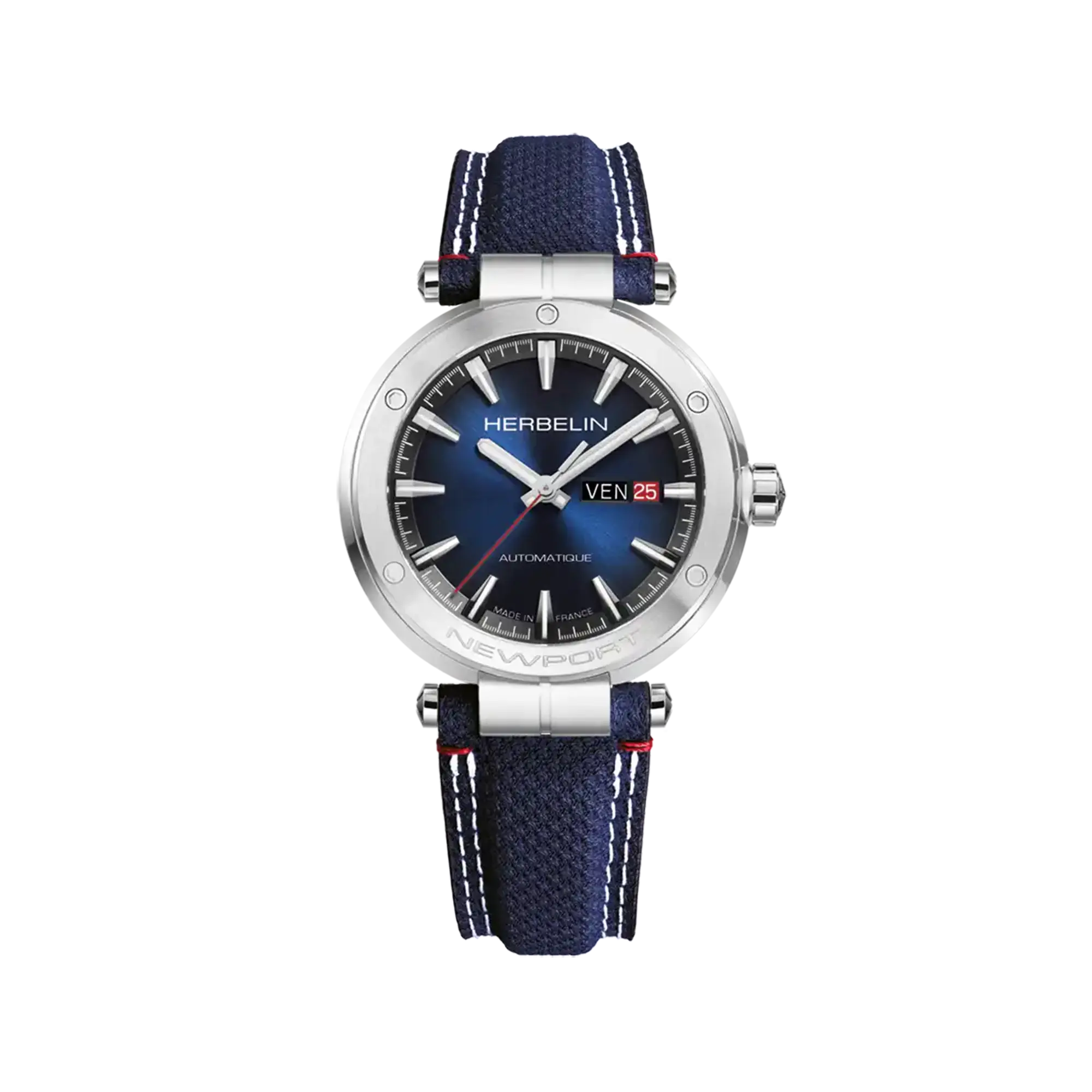 herbelin-newport-automatique-day-date-montre-homme-textile-bleu image 1