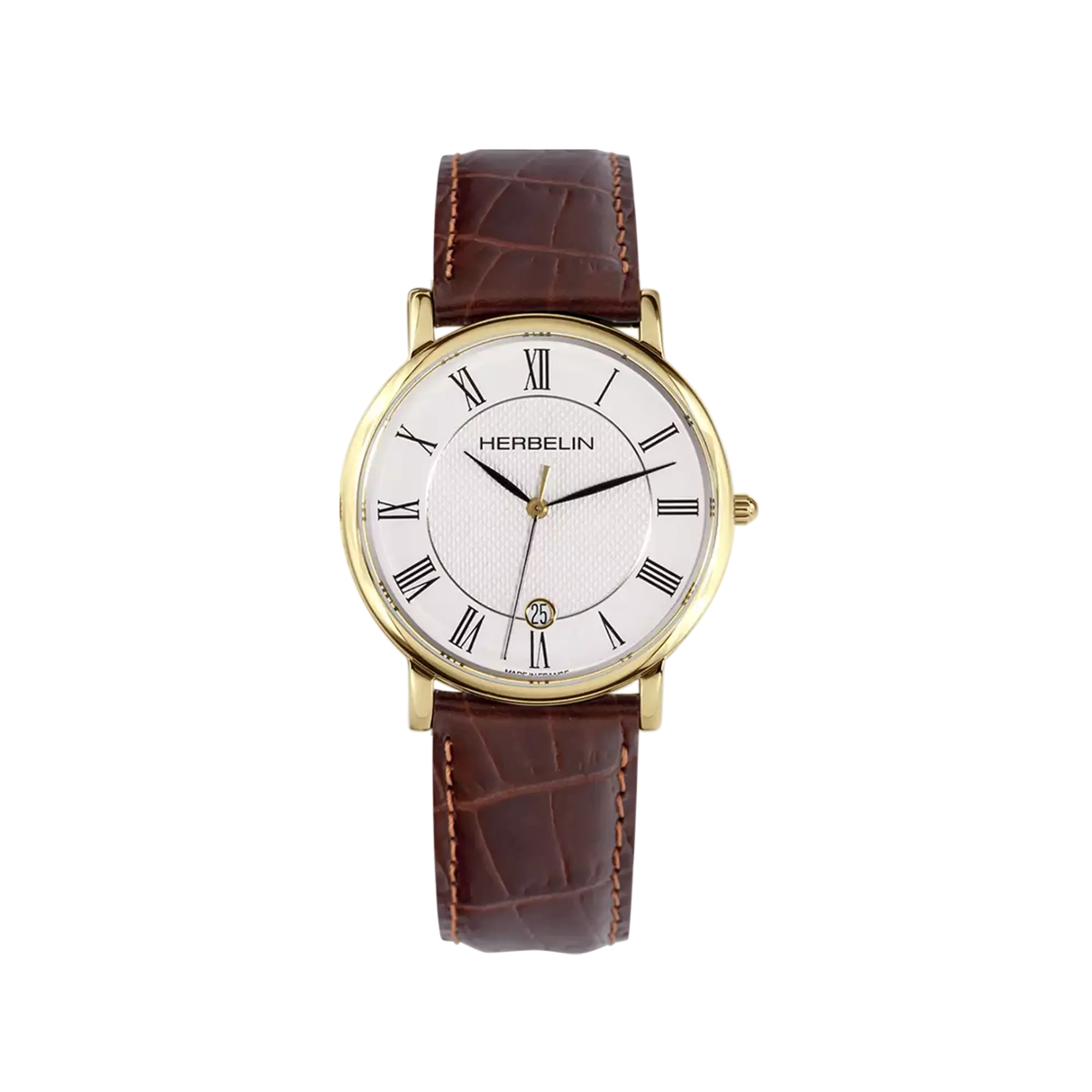 herbelin-classique-quartz-homme-pvd-or-jaune-cuir-brun image 1